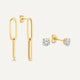 Double Paperclip Zirconia Earrings Set