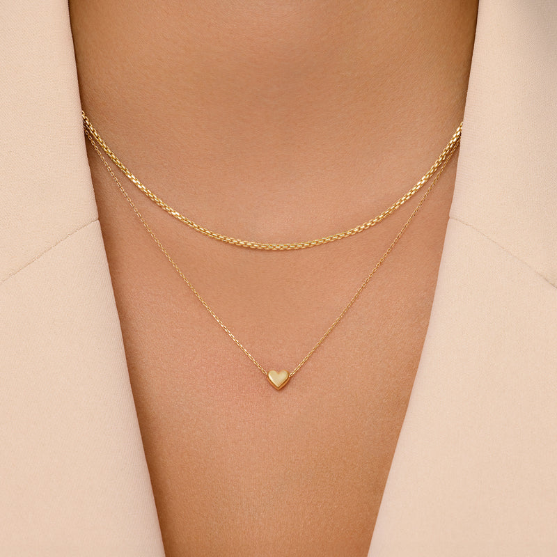 Puffy Herz Box Gliederhalskette Set