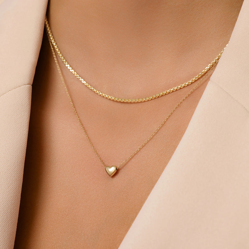 Puffy Herz Box Gliederhalskette Set