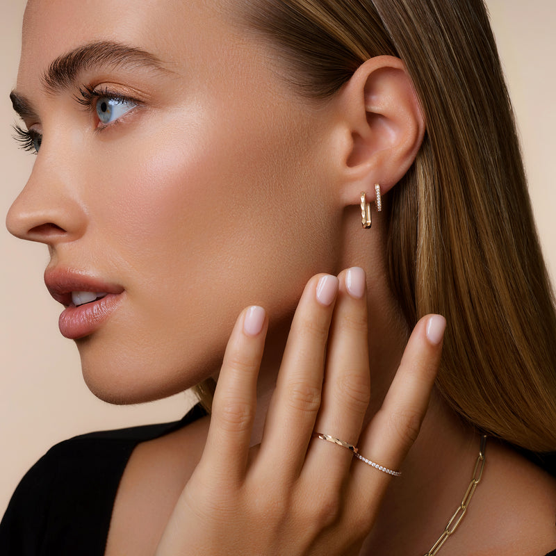 Gehamerde Zirkonia U Hoops Layering Set