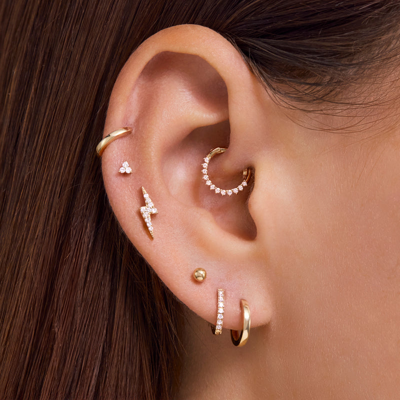 Diamond Lotus Bar Piercing Set (0.02 ct)