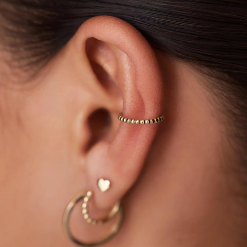 14 Karat Gold Beaded Ear Cuff