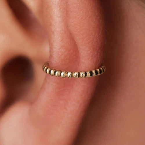 14 Karat Gold Beaded Ear Cuff
