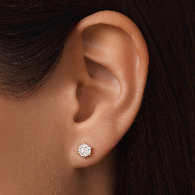 Six Prong Diamond Cluster Studs (0.20 ct)