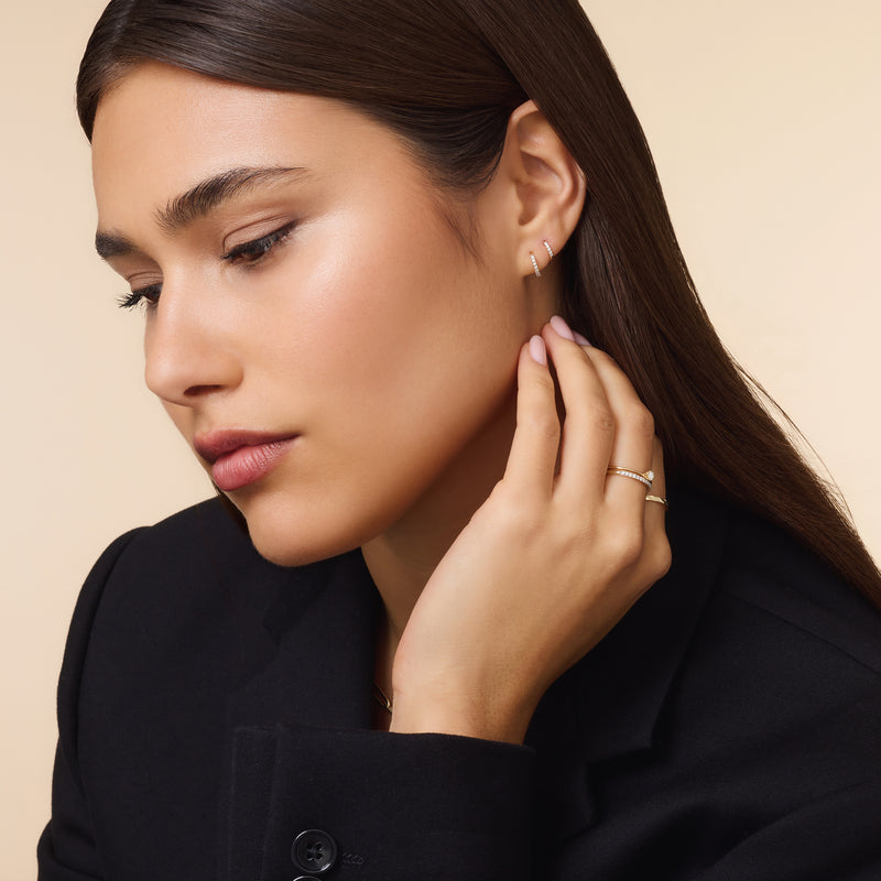 Pavé Diamond Mini Huggie Hoops (8mm) (0.05 ct)