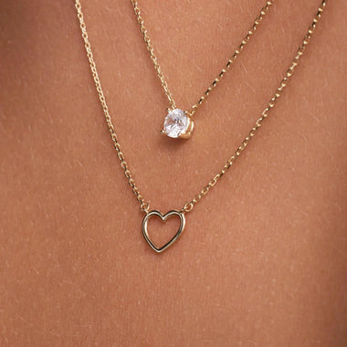 14 Karat Gold Open Heart Pendant Necklace - 3
