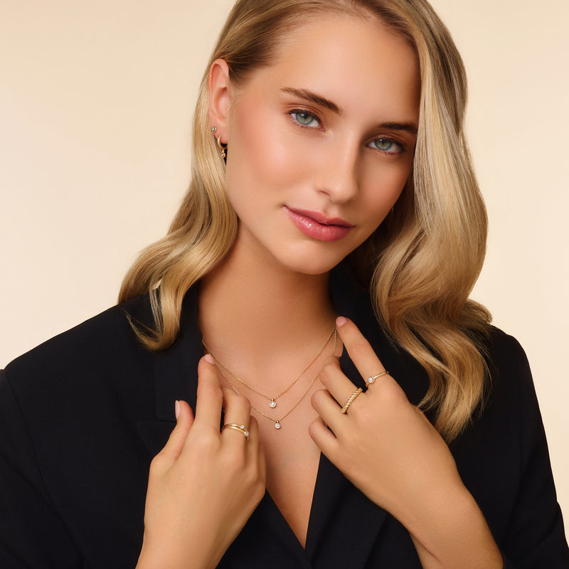 Bezel Set Diamant Linked Anhänger Halskette (0.02 ct)