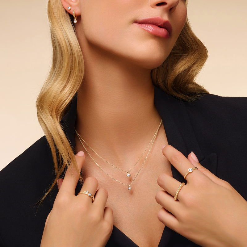 Bezel Set Diamant Linked Anhänger Halskette (0.02 ct)