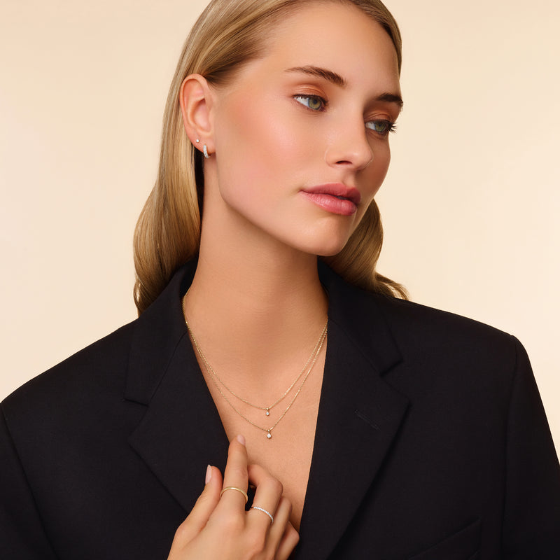 Six Prong Diamant Linked Pendant Ketting (0.05 ct)