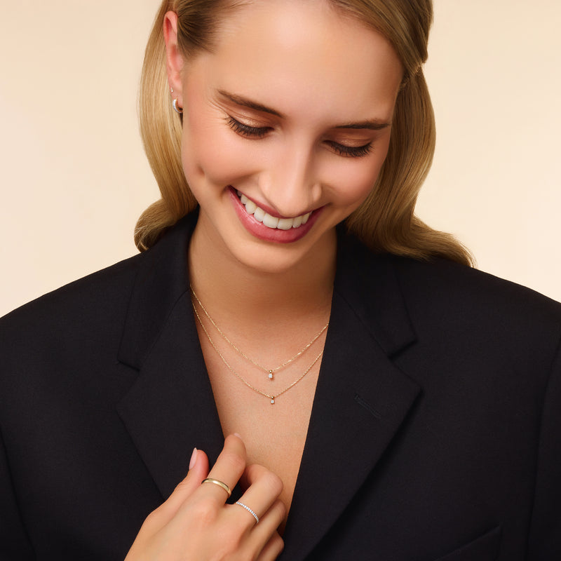 Four Prong Diamond Linked Pendant Necklace (0.05 ct)