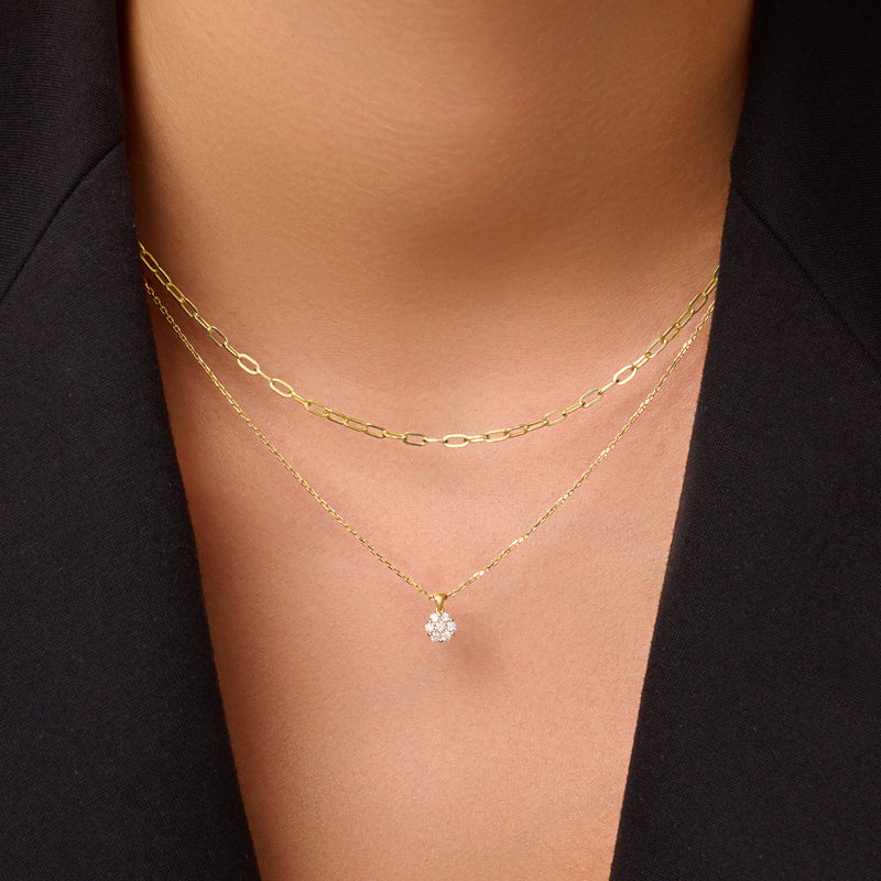 Diamant Cluster Linked Anhänger Halskette (0.15 ct)