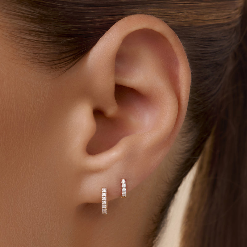 Pavé Diamond Mini Huggie Hoops (8mm) (0.05 ct)