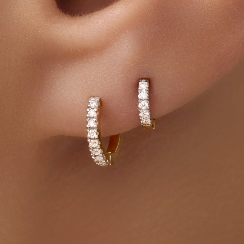 Pavé Diamond Mini Huggie Hoops (8mm) (0.05 ct)