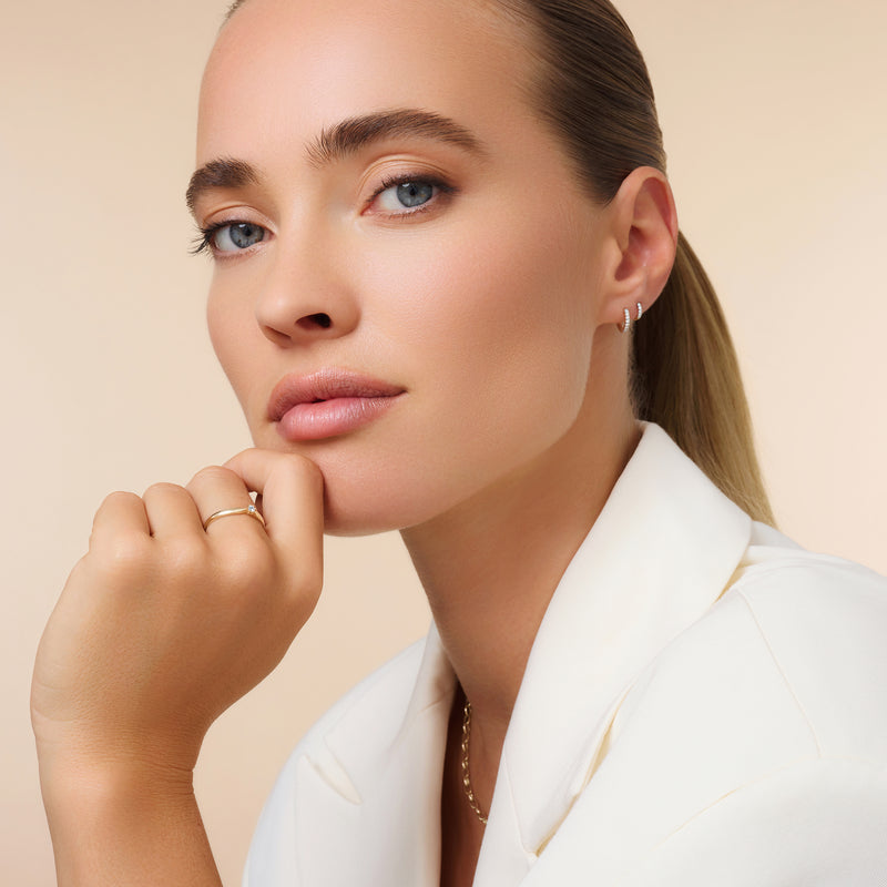 Pavé Diamond Mini Huggie Hoops (8mm) (0.05 ct)