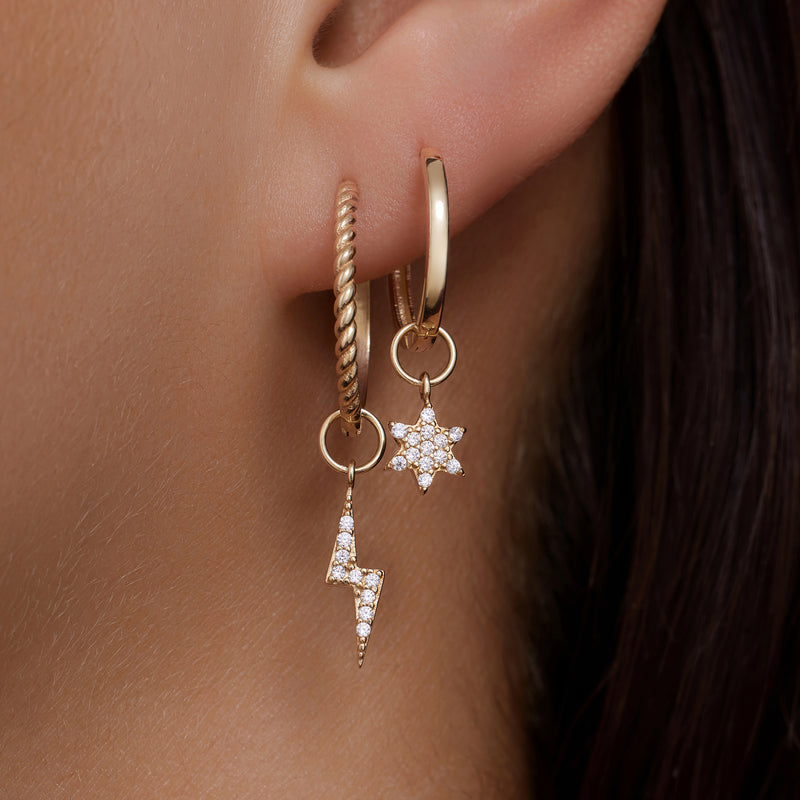 Pavé Cubic Zirconia Star Hoop Charm