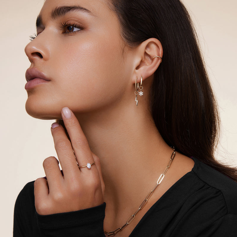 Pavé Cubic Zirconia Star Hoop Charm