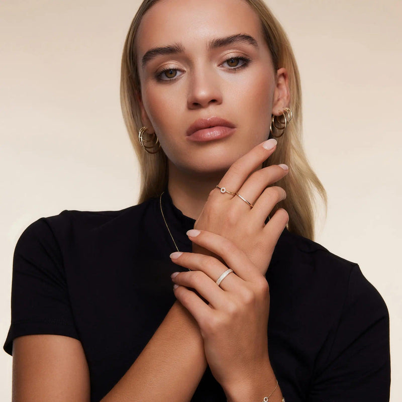 Pavé Cubic Zirconia Open Halo Ring