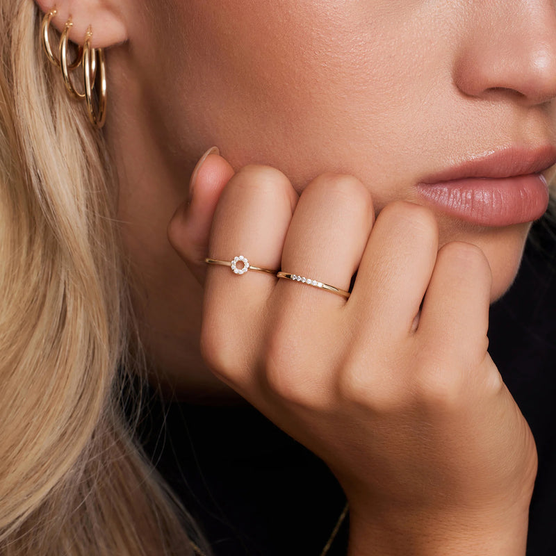 Pavé Cubic Zirconia Open Halo Ring