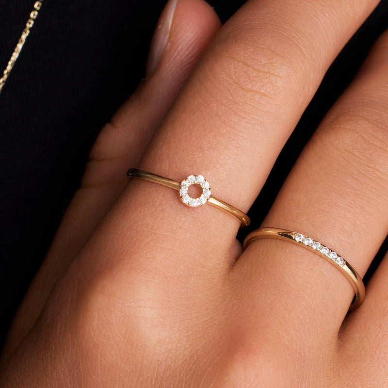 Pavé Cubic Zirconia Open Halo Ring