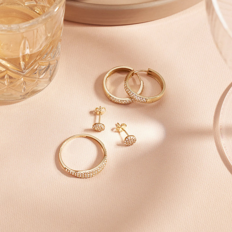 Pavé Cubic Zirconia Round Studs