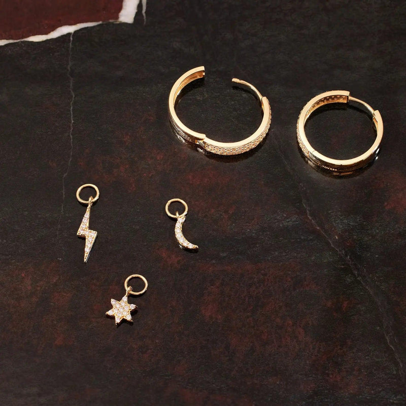 Pavé Cubic Zirconia Star Hoop Charm