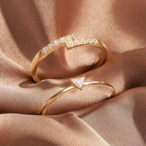 14 Karat Gold Trillion Cut Cubic Zirconia Ring
