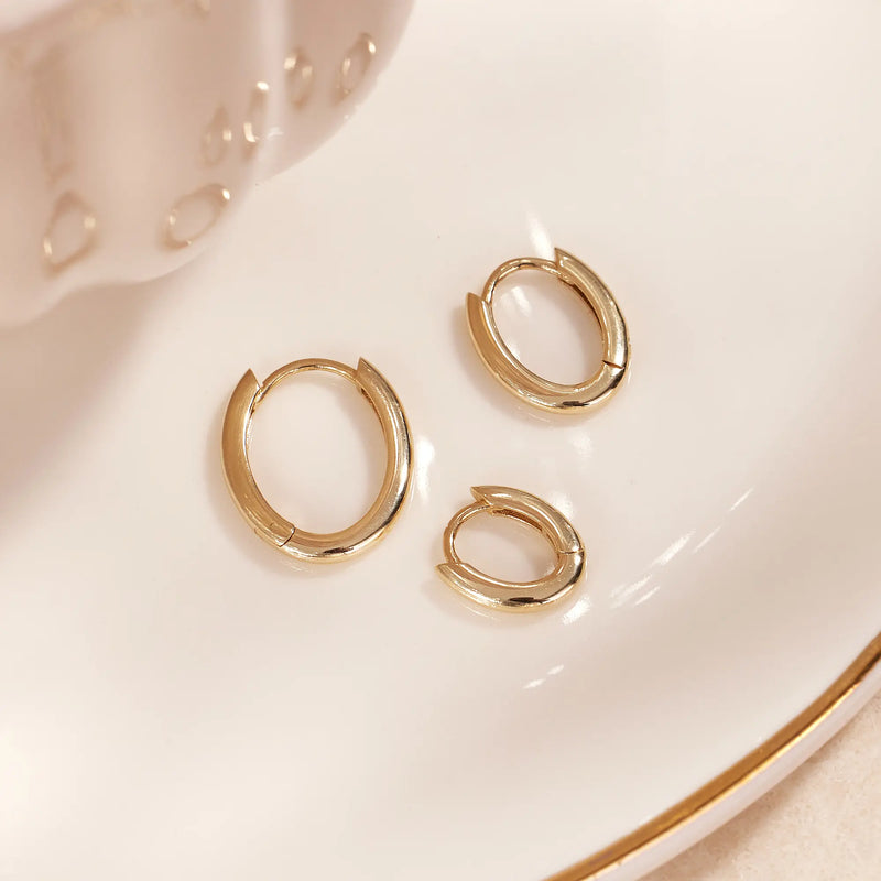 Pavé Zirconia Oval Small Hoops Stacking Set