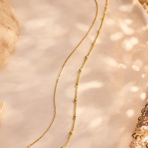 14 Karat Gold Stationed Spheres Essential Necklaces Set