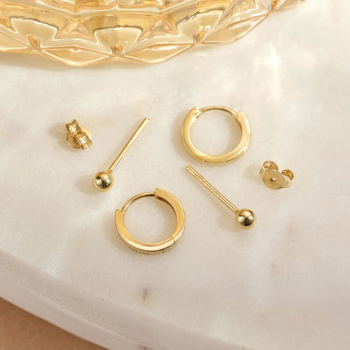 14 Karat Solid Gold Essential Sphere Earring Set
