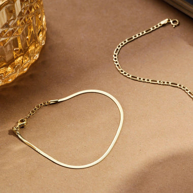 14 Karat Gold Herringbone Chain Bracelet - 8
