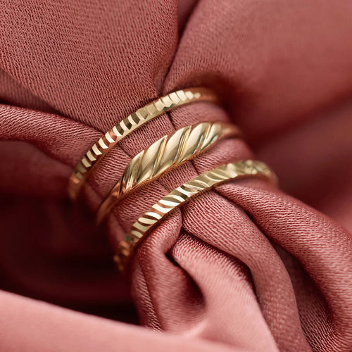 14 Karat Solid Gold Silhouettes Rings Set