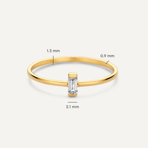 14 Karat Gold Vertical Baguette Cut Cubic Zirconia Ring