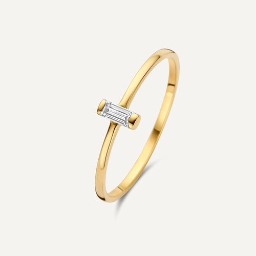 14 Karat Gold Vertical Baguette Cut Cubic Zirconia Ring