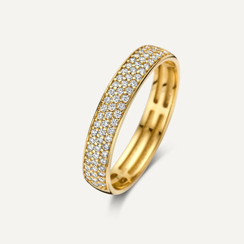 14 Karat Gold Pavé Cubic Zirconia Half Eternety Ring