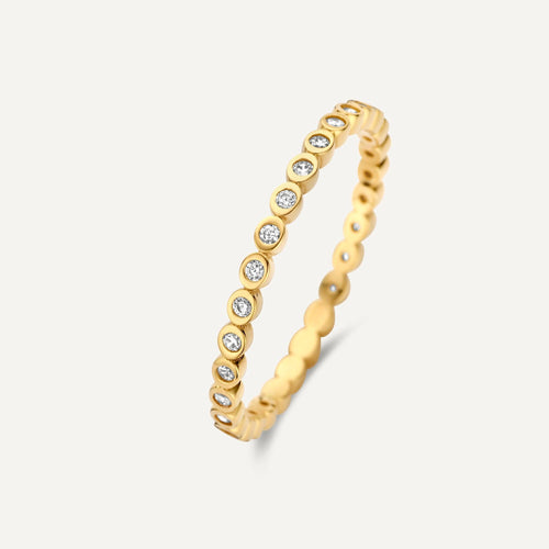 14 Karat Gold Cubic Zirconia Bezel Dot Eternity Ring