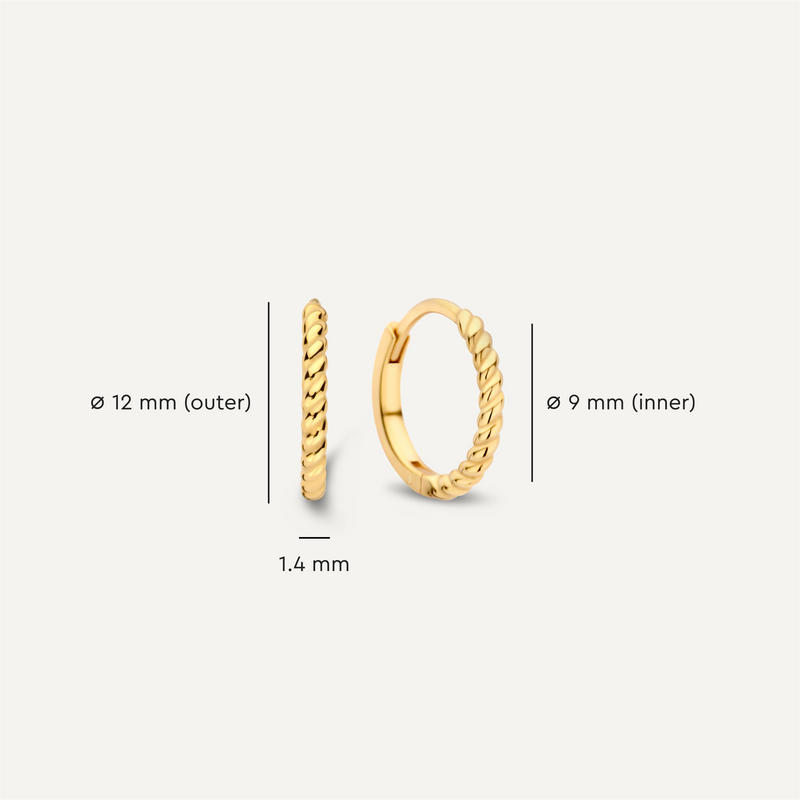 Twisted Huggie Hoops (12mm)