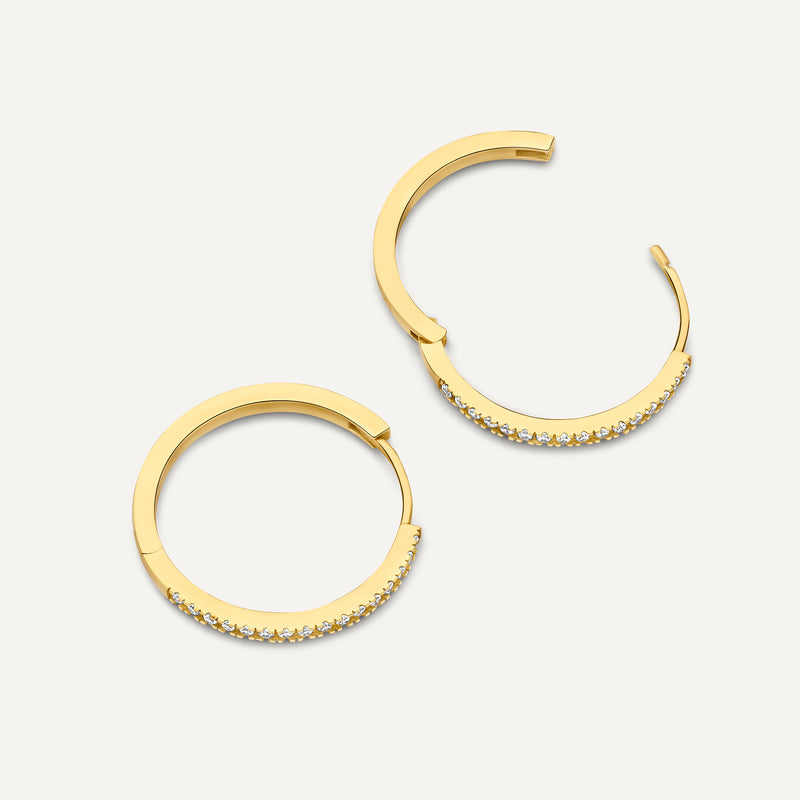 Pavé Cubic Zirconia Medium Hoops (18mm)