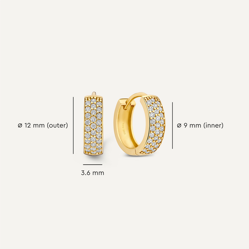 Pavé Cubic Zirconia Bold Huggie Hoops (12mm)