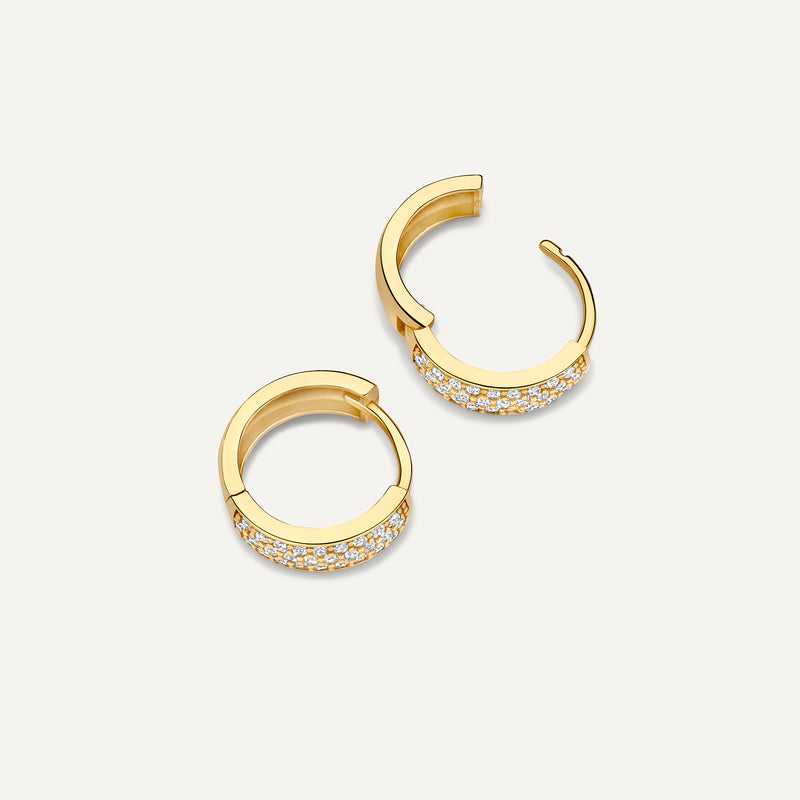 Pavé Cubic Zirconia Bold Huggie Hoops (12mm)