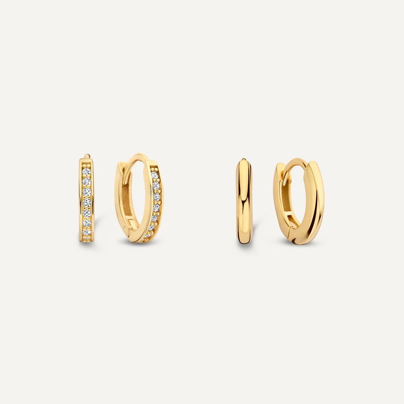 Pavé Zirconia Oval Small Hoops Stacking Set