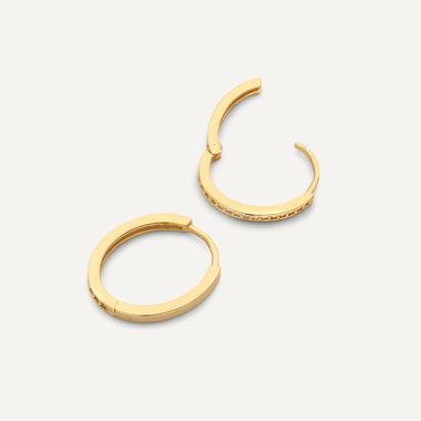 14 Karat Gold Pavé Cubic Zirconia Oval Small Hoops (15mm) - 4