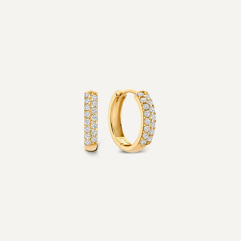 Sparkling Pavé Cubic Zirconia Huggie Hoops (15mm)