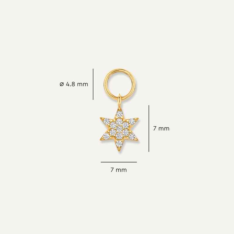 Pavé Cubic Zirconia Star Hoop Charm