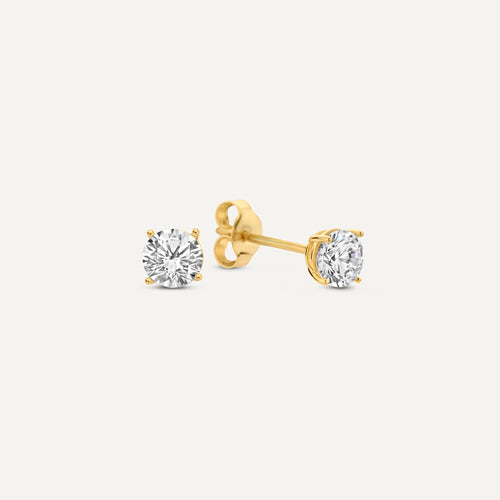 Four Prong Round Cut Cubic Zirconia Studs