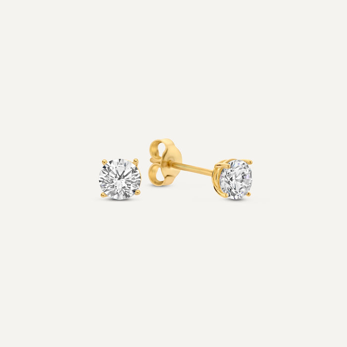 Four Prong Round Cut Cubic Zirconia Studs