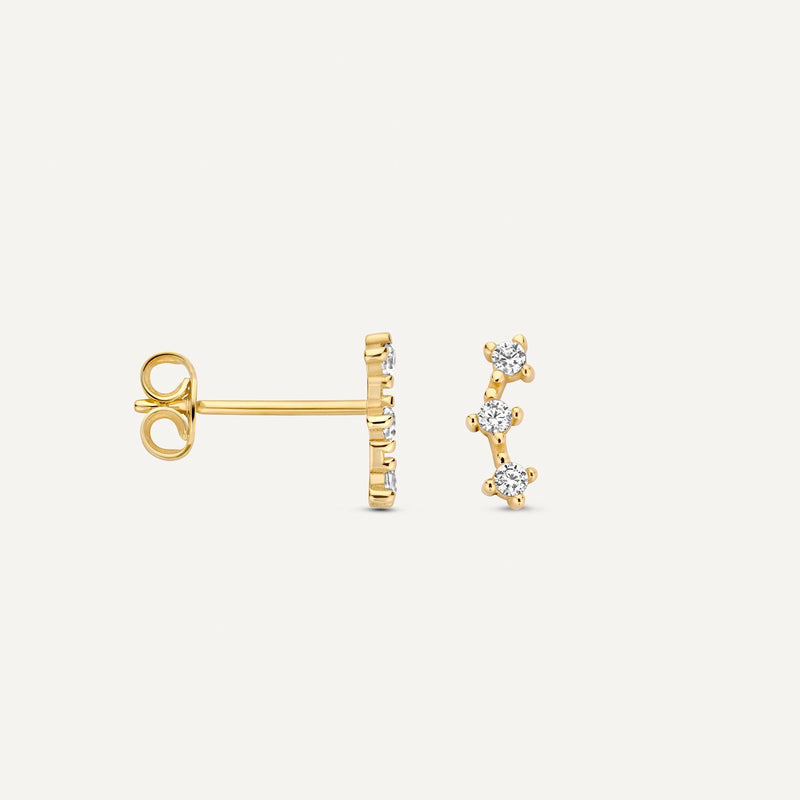 Zirkonia Gebogen Trinity Oorknopjes