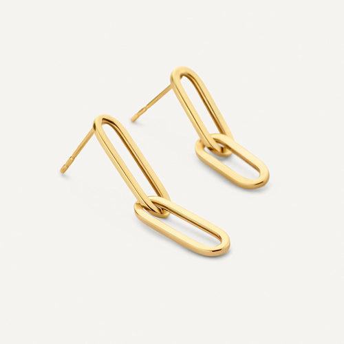 14 Karat Gold Double Paperclip Drop Earrings