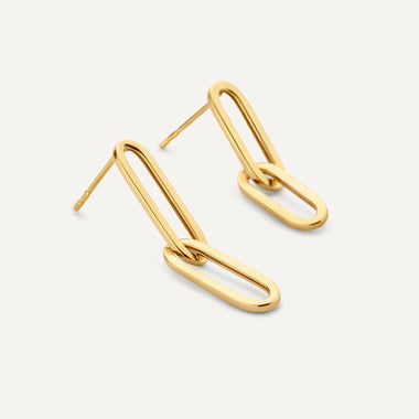 14 Karat Gold Double Paperclip Zirconia Earrings Set - 7