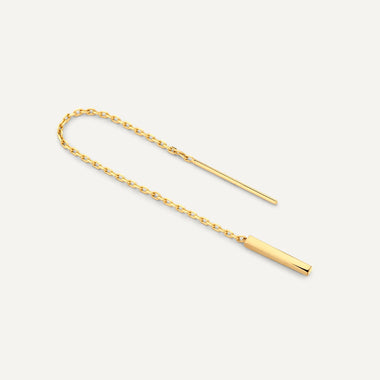 14 Karat Gold Bar Pull Through Drop Earrings - 4
