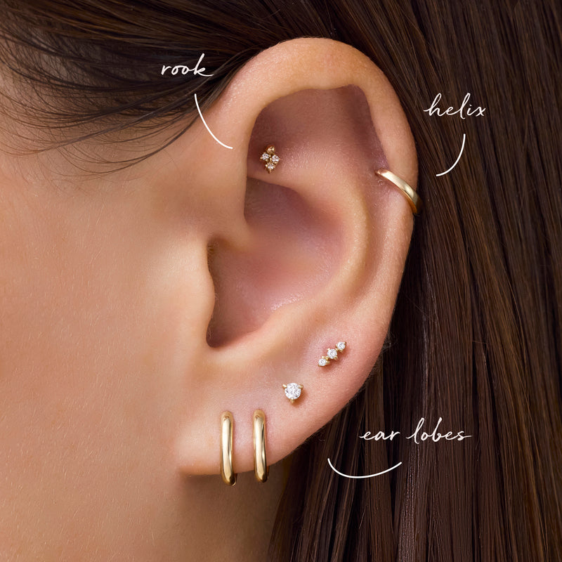 Drievoudige Diamant Staaf Piercing (0.02 ct)